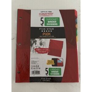 Five Star Flex Divider Note Protector 5 Tabs, Subject Dividers Office School x 2
